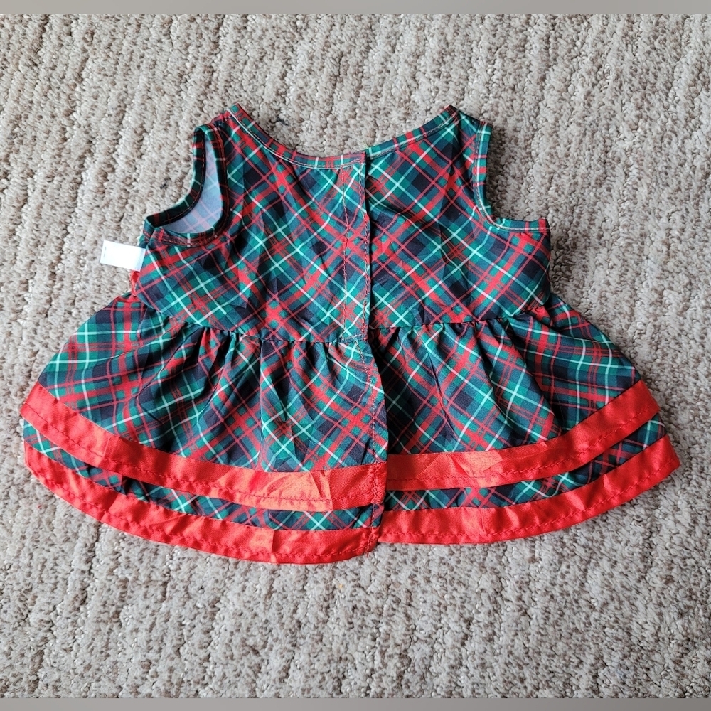 BUILD-A-BEAR RED & GREEN PLAID HOLIDAY DRESS SLEEVELESS BOW RIBBON DETAIL 2022 - Picture 3 of 13